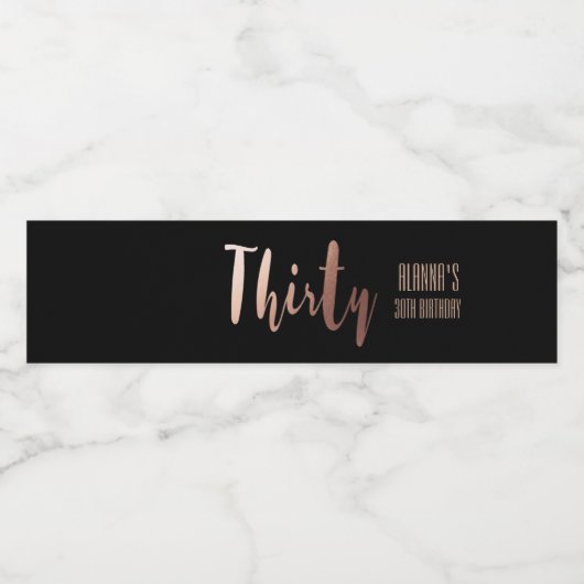 Modern Goud 30e Verjaardagsfeestje Waterfles Etiket (Enkel label)