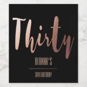 Modern Goud 30e Verjaardagsfeestje Wijn Etiket (Enkel label)