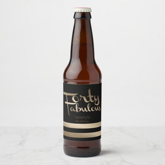 Modern Goud 40e Verjaardagsfeestje Bier Etiket (Voorkant)