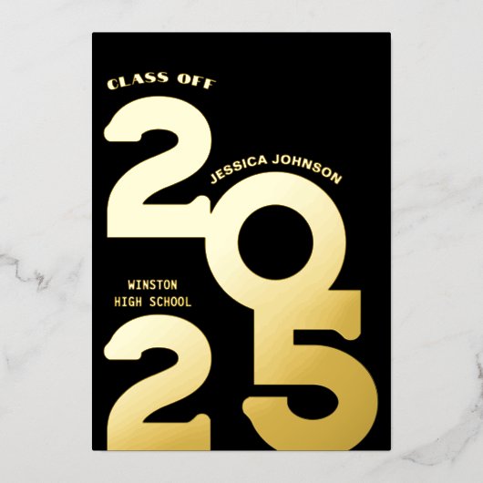 MODERN GOUD AFSTUDEERDER FEEST FOLIE UITNODIGING (Voorkant)