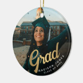 Modern Goud Afstudeerder Foto Afstuderen Keramisch Ornament (Links)