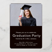 Modern Goud Afstuderen 2-foto Collage Afstuderen Folie Uitnodiging (Achterkant)