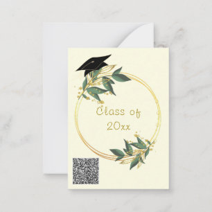 Modern Goud Afstuderen Invitation met QR Code Notitiekaartje