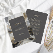 Modern Goud Antraciet Artistieke Waterverf Bruilof Menu