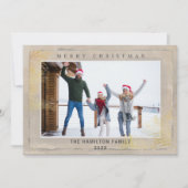 Modern Goud & Beige Foliage Kerstmis Feestdagenkaart (Voorkant)