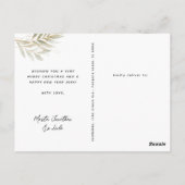 Modern Goud Bladgroen 3 Fotocollage Kerstmis Briefkaart (Achterkant)