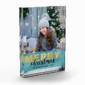 Modern Goud Blauw Kerstmis - Fotoblok (Links)