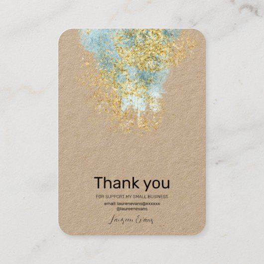 Modern Goud Blauw Oorbel Display Visitekaartje (Achterkant)