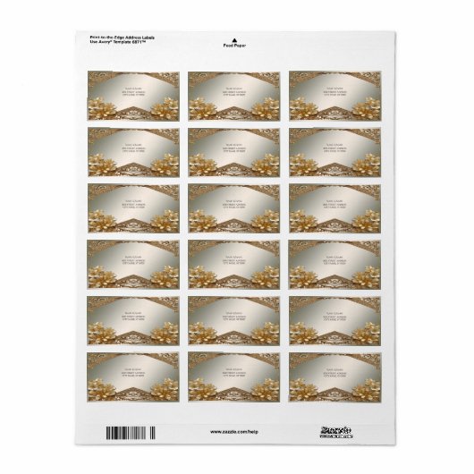 Modern Goud Bloemen Adres Label (Full Sheet)