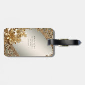 Modern Goud Bloemen Bagagelabel (Achterkant horizontaal)