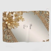 Modern Goud  Bloemen Golfhanddoek (Horizontaal)