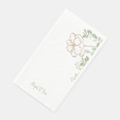 Modern Goud Bloemen Groen Gepersonaliseerd Script Servet (Hoek)