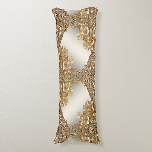 Modern Goud Bloemen Lichaam Kussen (Voorkant Verticaal)