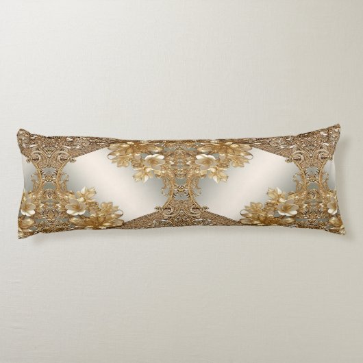 Modern Goud Bloemen Lichaam Kussen (Achterkant)