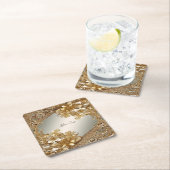 Modern Goud  Bloemen Papier Onderzetter (Insitu)