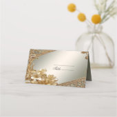 Modern Goud Bloemen Place Card (Voorkant)