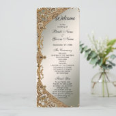 Modern Goud Bloemen Trouwprogramma Programma (Staand voorkant)