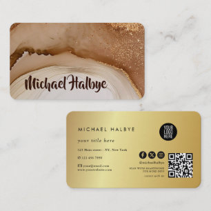Modern goud bruine Aquarel Agaat Professionele Visitekaartje