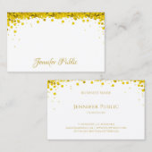 Modern Goud Confetti Hand Script Tekst Sjabloon Visitekaartje (Voorkant / Achterkant)