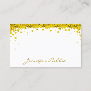Modern Goud Confetti Hand Script Tekst Sjabloon Visitekaartje