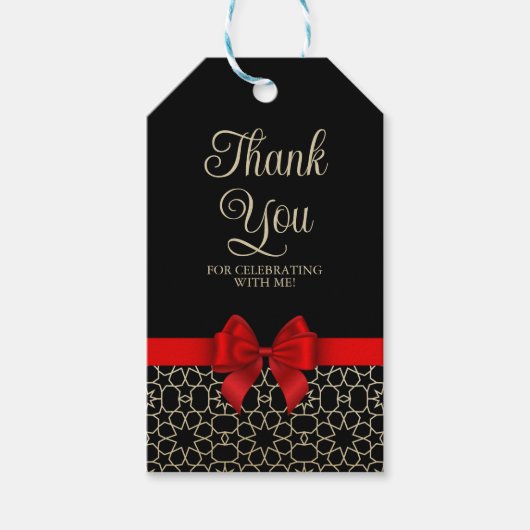 Modern Goud Egypte Geometrische Rode Boog Dank u Cadeaulabel (Voorkant)