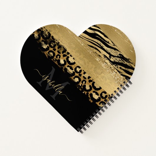 Modern Goud Elegant Script Monogram Notitieboek (Achterkant)