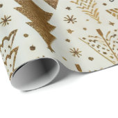 Modern goud en ivoor kerstboom cadeaupapier (Rol Hoek)