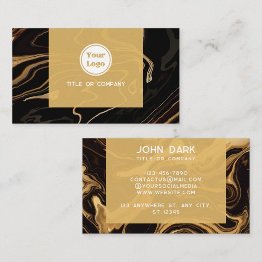 Modern goud en marmer visitekaartje (Voorkant / Achterkant)