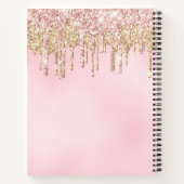 Modern goud en roze glitterschoolboek notitieboek (Achterkant)