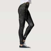 Modern goud en zwart glitter schittert cadeau leggings (Rechts)