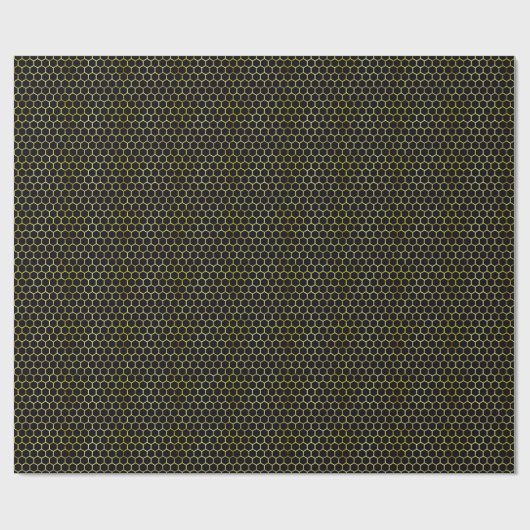 Modern Goud en Zwart Honingraat Patterned Cadeaupapier (Vlak)