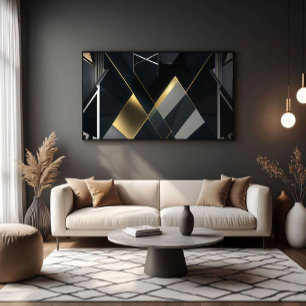 Modern Goud en Zwarte Abstracte Kunst Poster