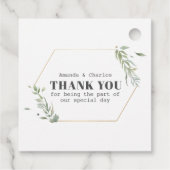 Modern Goud & Foliage Lijst Bedankjes Labels (Achterkant)