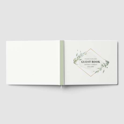 Modern Goud & Foliage Lijst Gastenboek (Volledig)