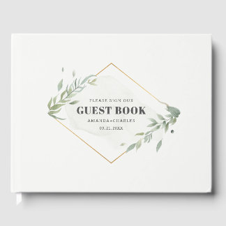 Modern Goud & Foliage Lijst Gastenboek