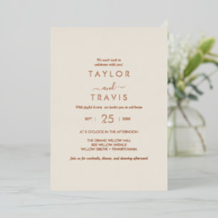 Modern Goud Folie Schrift   Navy Informele Trouwda Uitnodiging