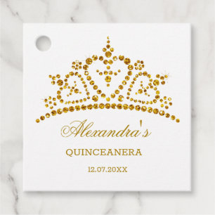 Modern goud glitter effect tiara Quinceanera Bedankjes Labels