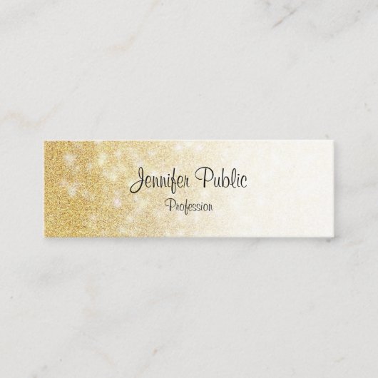Modern Goud Glitter Kalligrafie Script Elegant Mini Visitekaartje (Voorkant)