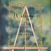 Modern, goud-glitter, welkom acryl bord (Neutraal)