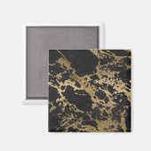 Modern Goud Glitter Zwart Marmer Magneet (Voorkant / Achterkant)