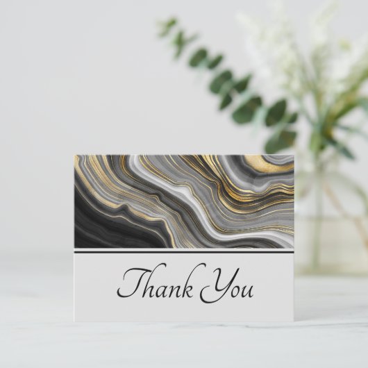 Modern Goud & Grijs Agaat Geode Edelsteen Dank u Briefkaart (Staand voorkant)