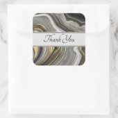 Modern Goud & Grijs Agaat Geode Edelsteen Dank u Vierkante Sticker (Tas)