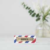 Modern Goud Haar Clipper Barber Shop Strepen Mini Visitekaartje (Staand voorkant)