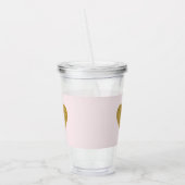 Modern Goud Hart Gepersonaliseerd Monogram Roze Acryl Drinkbeker (Links)