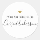 Modern Goud Hart Uit de Keuken van Ronde Sticker (Voorkant)