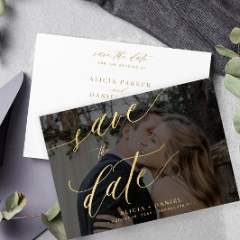 Modern goud kalligrafie script foto bruiloft save the date