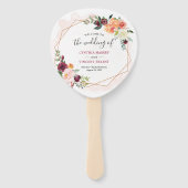 Modern Goud Lijst Bloom Bloemen Bruiloft Programma Handwaaier (Voorkant)