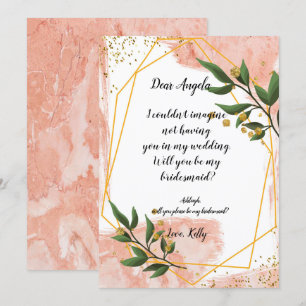 Modern Goud Lijst Ivoor zal mijn bruidsmeisje zijn Kaart