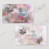 Modern Goud Lijst Waterverf Abstract Bloemen Chic Visitekaartje (Voorkant / Achterkant)