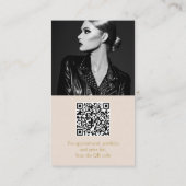 Modern goud linnen foto qr code logo fotograaf visitekaartje (Achterkant)